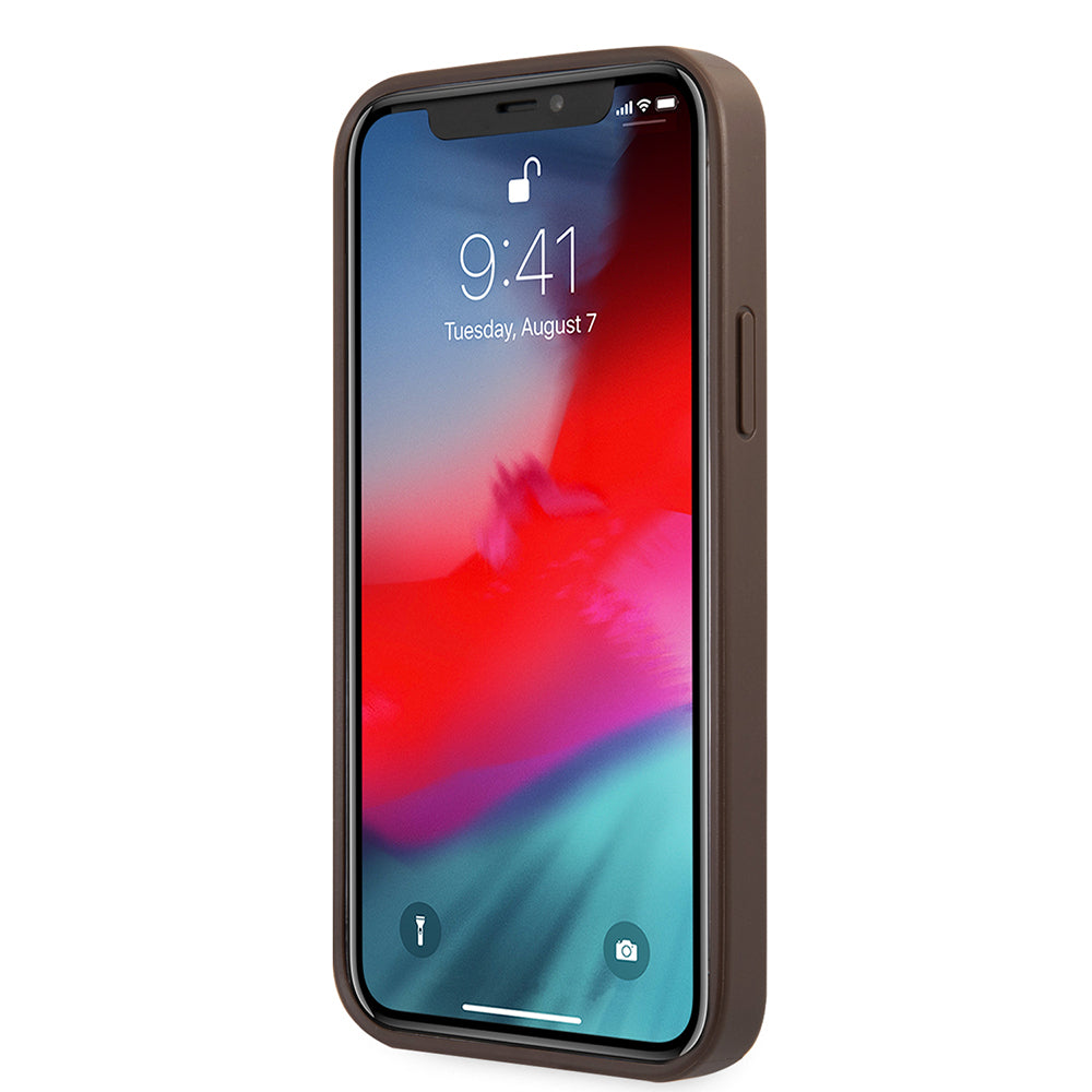 Apple iPhone 12 Pro Max Kılıf Guess Orjinal Lisanslı PU Deri Büyük Metal Logo Dizaynlı Kapak