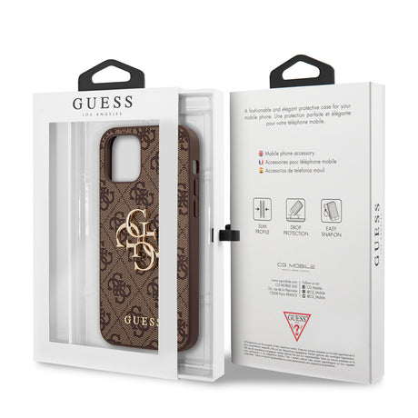 Apple iPhone 12 Pro Max Kılıf Guess Orjinal Lisanslı PU Deri Büyük Metal Logo Dizaynlı Kapak