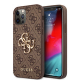 Apple iPhone 12 Pro Max Kılıf Guess Orjinal Lisanslı PU Deri Büyük Metal Logo Dizaynlı Kapak