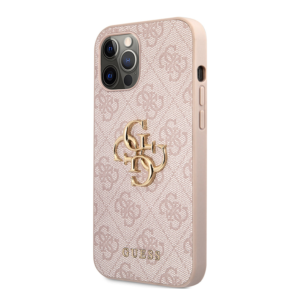 Apple iPhone 12 Pro Max Kılıf Guess Orjinal Lisanslı PU Deri Büyük Metal Logo Dizaynlı Kapak