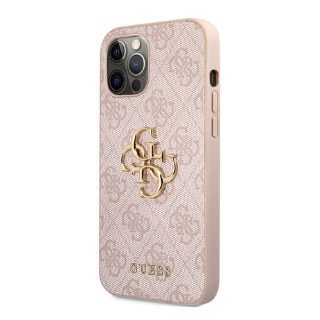 Apple iPhone 12 Pro Max Kılıf Guess Orjinal Lisanslı PU Deri Büyük Metal Logo Dizaynlı Kapak