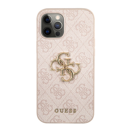 Apple iPhone 12 Pro Max Kılıf Guess Orjinal Lisanslı PU Deri Büyük Metal Logo Dizaynlı Kapak