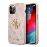 Apple iPhone 12 Pro Max Kılıf Guess Orjinal Lisanslı PU Deri Büyük Metal Logo Dizaynlı Kapak