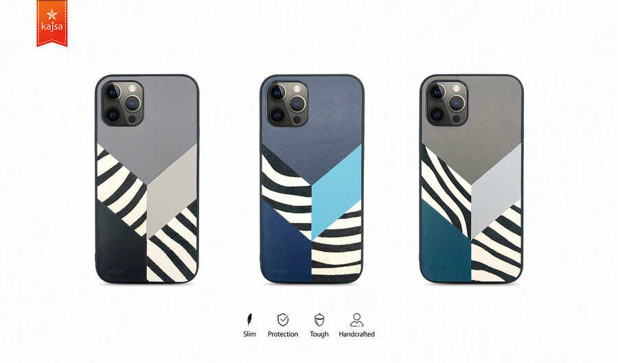 Apple iPhone 12 Pro Max Kılıf Kajsa Glamorous Serisi Zebra Combo Kapak
