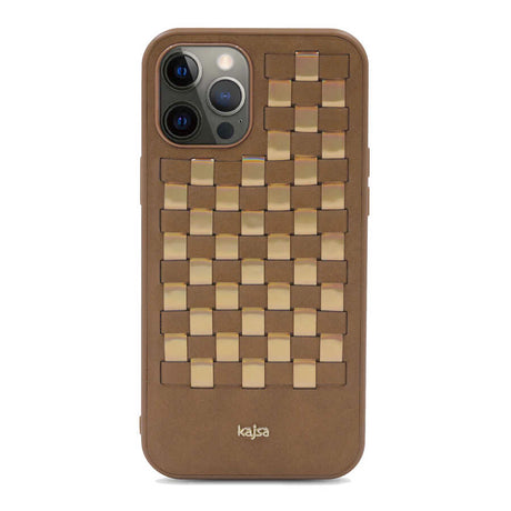 Apple iPhone 12 Pro Max Kılıf Kajsa Preppie Serisi Spotlight Woven Kapak