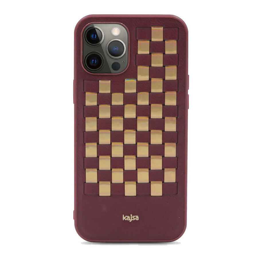 Apple iPhone 12 Pro Max Kılıf Kajsa Preppie Serisi Spotlight Woven Kapak