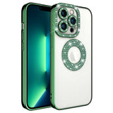 Apple iPhone 12 Pro Max Kılıf Kamera Korumalı Taş Süslemeli Arkası Şeffaf Zore Asya Kapak