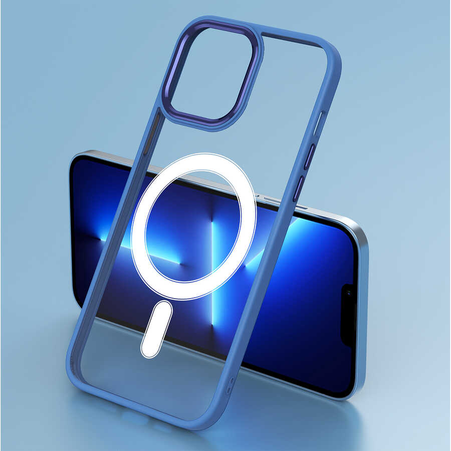 Apple iPhone 12 Pro Max Kılıf Wireless Şarj Özellikli Zore Krom M-safe Silikon Kapak
