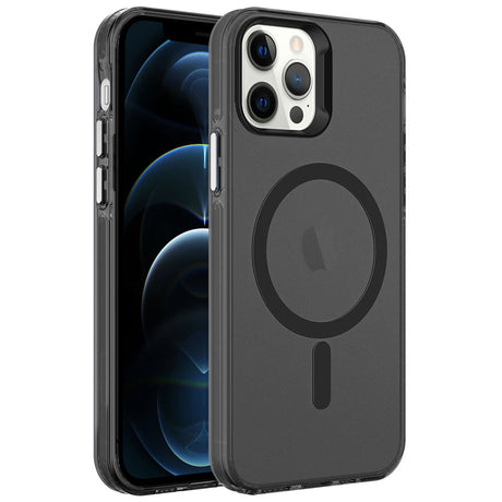 Apple iPhone 12 Pro Max Kılıf Zore M-safe Şarj Özellikli Buzlu Transparan C-Pro Sert Kapak
