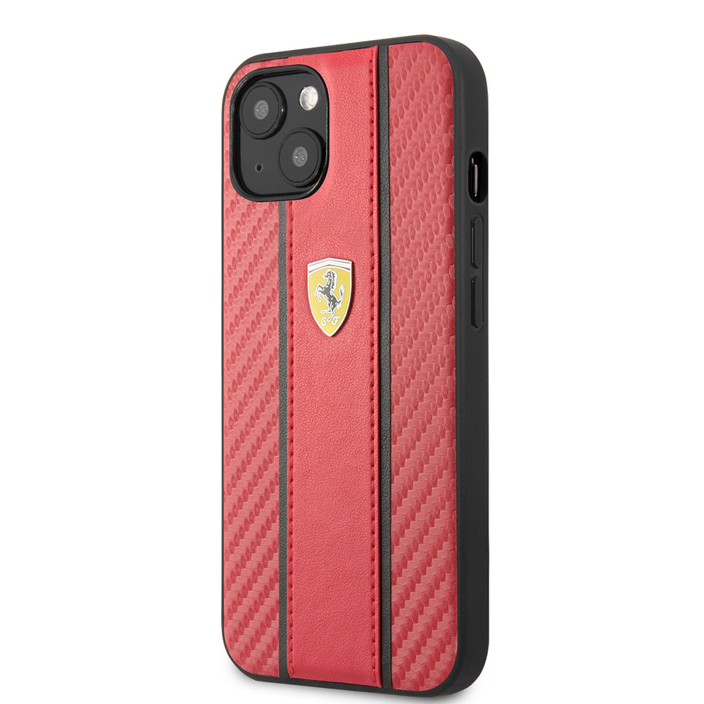 Apple iPhone 13 Kılıf Ferrari Orjinal Lisanslı PU Deri Ve Karbon Dizayn Kapak