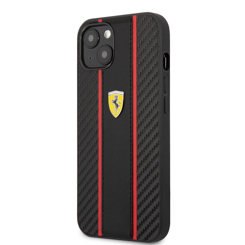 Apple iPhone 13 Kılıf Ferrari Orjinal Lisanslı PU Deri Ve Karbon Dizayn Kapak