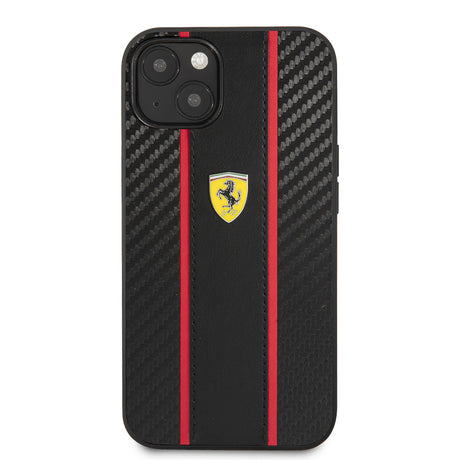 Apple iPhone 13 Kılıf Ferrari Orjinal Lisanslı PU Deri Ve Karbon Dizayn Kapak
