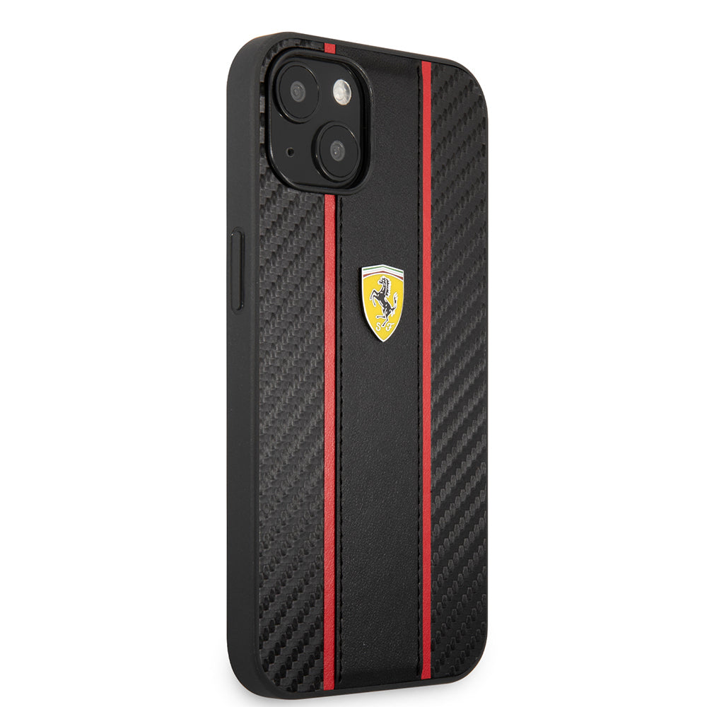 Apple iPhone 13 Kılıf Ferrari Orjinal Lisanslı PU Deri Ve Karbon Dizayn Kapak