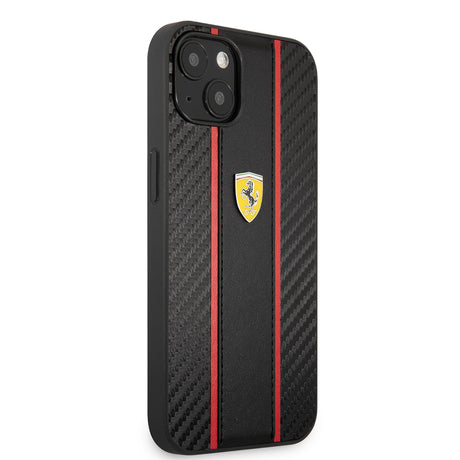 Apple iPhone 13 Kılıf Ferrari Orjinal Lisanslı PU Deri Ve Karbon Dizayn Kapak