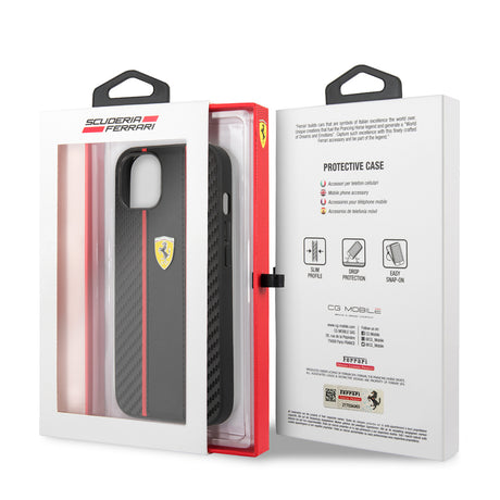 Apple iPhone 13 Kılıf Ferrari Orjinal Lisanslı PU Deri Ve Karbon Dizayn Kapak