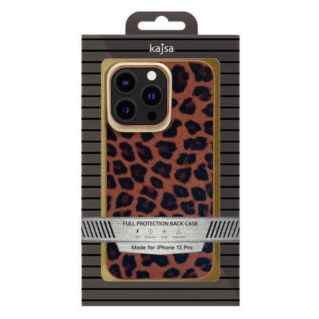 Apple iPhone 13 Kılıf Kajsa Glamorous Serisi Leopard Combo Kapak