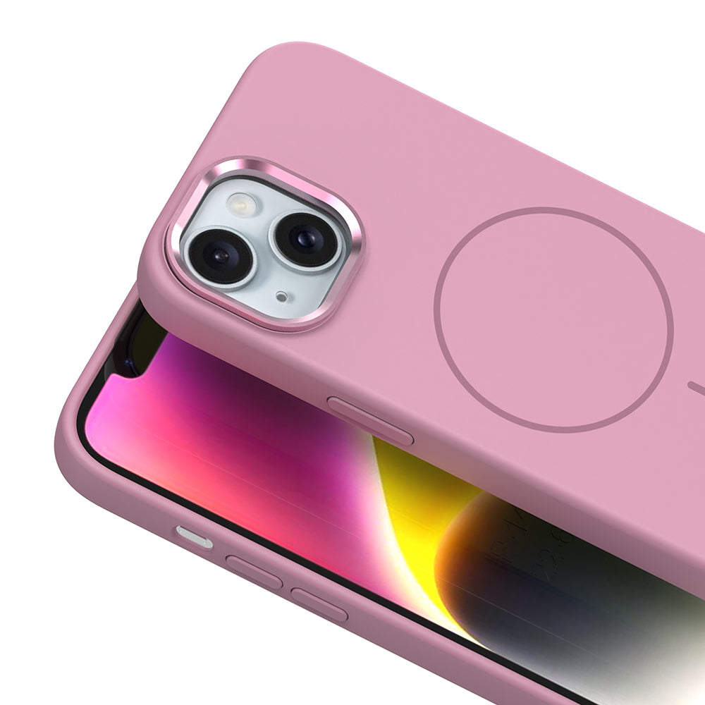 Apple iPhone 13 Kılıf M-Safe Şarj Özellikli Metal Kamera Çerçeveli Zore Edi Silikon Kapak