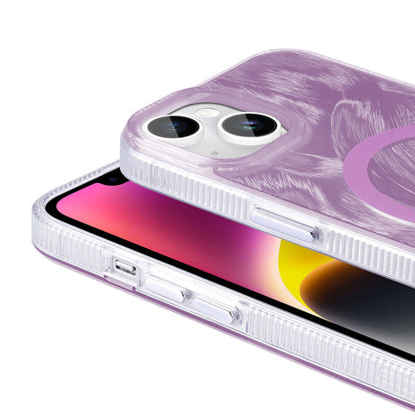 Apple iPhone 13 Kılıf M-safe Şarj Özellikli Fırça Boya Desenli Zore Palet Kapak