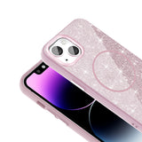 Apple iPhone 13 Kılıf M-safe Şarj Özellikli Parlayan Simli Zore Okso Kapak