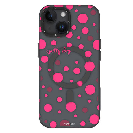 Apple iPhone 13 Kılıf M-safe Şarj Özellikli Polka Dot Desenli Youngkit Spots Serisi Kapak
