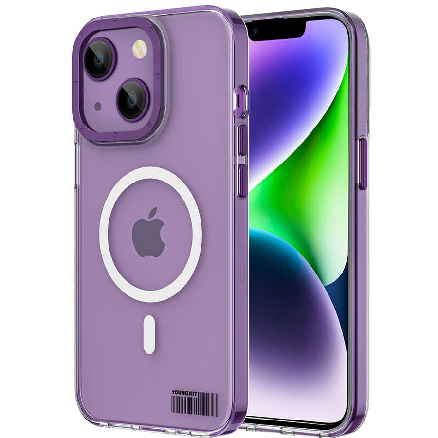 Apple iPhone 13 Kılıf M-safe Şarj Özellikli Youngkit Coloured Glaze Serisi Kapak