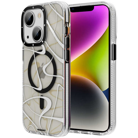 Apple iPhone 13 Kılıf M-safe Şarj Özellikli Youngkit Water-Ink Serisi Kapak