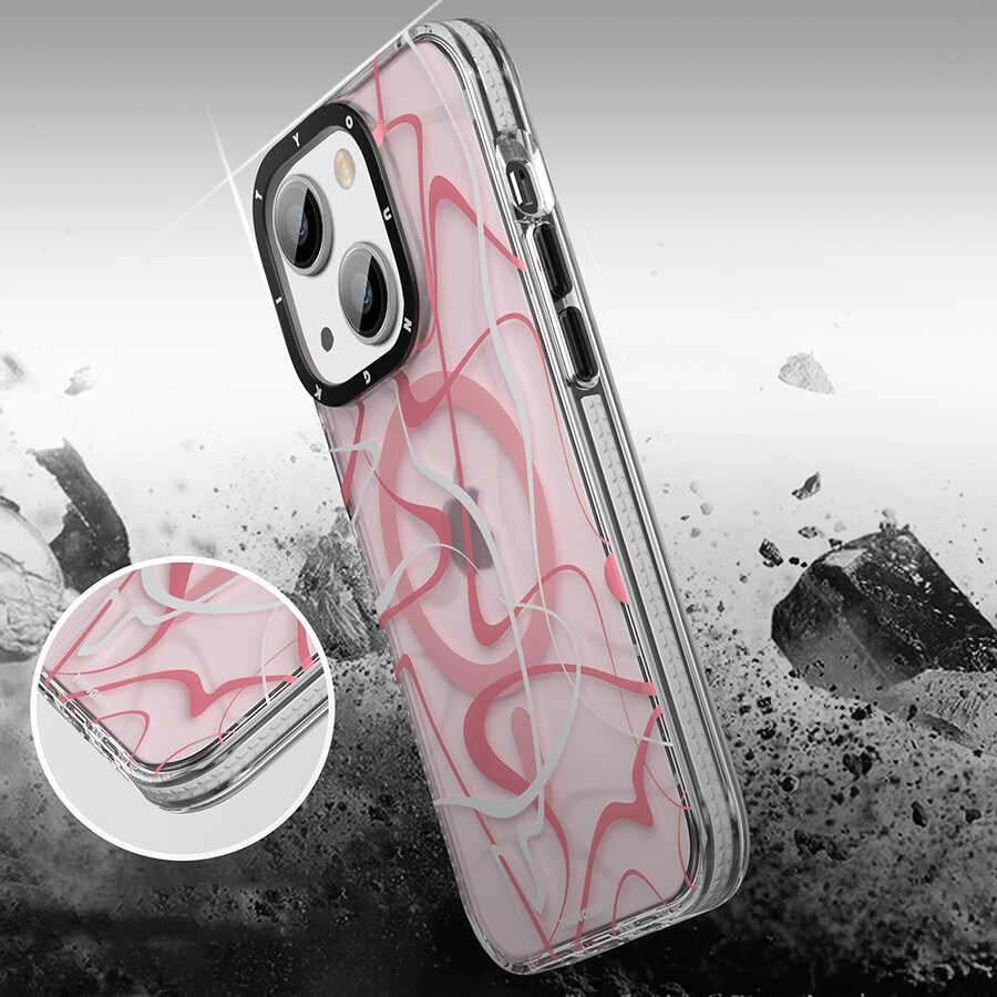 Apple iPhone 13 Kılıf M-safe Şarj Özellikli Youngkit Water-Ink Serisi Kapak