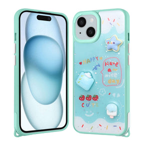 Apple iPhone 13 Kılıf Parlayan Simli Kabartma Figürlü Zore Cevze Kapak