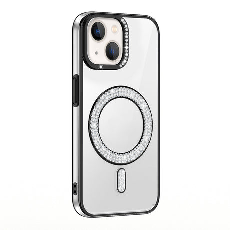 Apple iPhone 13 Kılıf Pırlanta Taş Tasarımlı M-safe Şarj Özellikli Zore Karetta Silikon Kapak