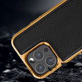 Apple iPhone 13 Kılıf Wiwu Genuine Leather Gold Calfskin Orjinal Deri Kapak
