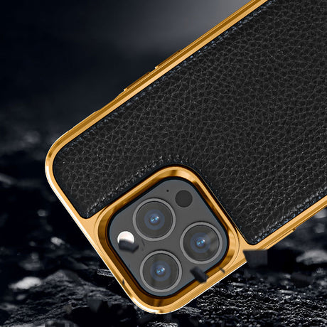 Apple iPhone 13 Kılıf Wiwu Genuine Leather Gold Calfskin Orjinal Deri Kapak