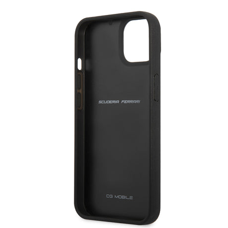 Apple iPhone 13 Mini Kılıf Ferrari Orjinal Lisanlı Klasik Metal Logolu Karbon Dizayn Kapak