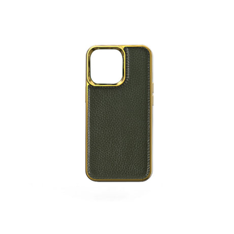 Apple iPhone 13 Mini Kılıf Wiwu Genuine Leather Gold Calfskin Orjinal Deri Kapak