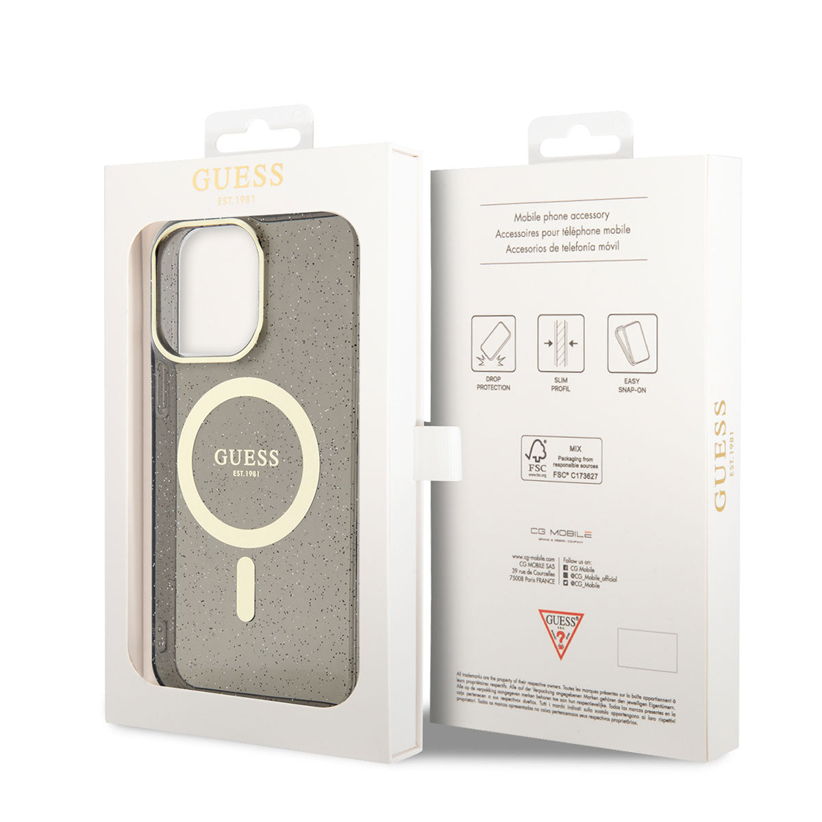 Apple iPhone 13 Pro Kılıf GUESS M-safe Şarj Özellikli Glitter Kapak