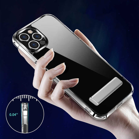 Apple iPhone 13 Pro Kılıf Standlı Şeffaf Silikon Zore L-Stand Kapak