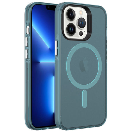 Apple iPhone 13 Pro Kılıf Zore M-safe Şarj Özellikli Buzlu Transparan C-Pro Sert Kapak