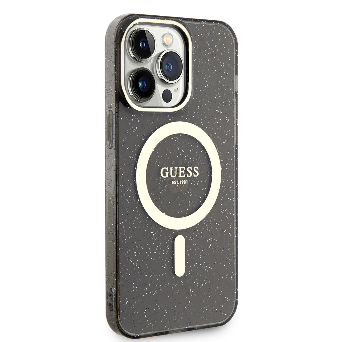 Apple iPhone 13 Pro Max Kılıf GUESS M-safe Şarj Özellikli Glitter Kapak