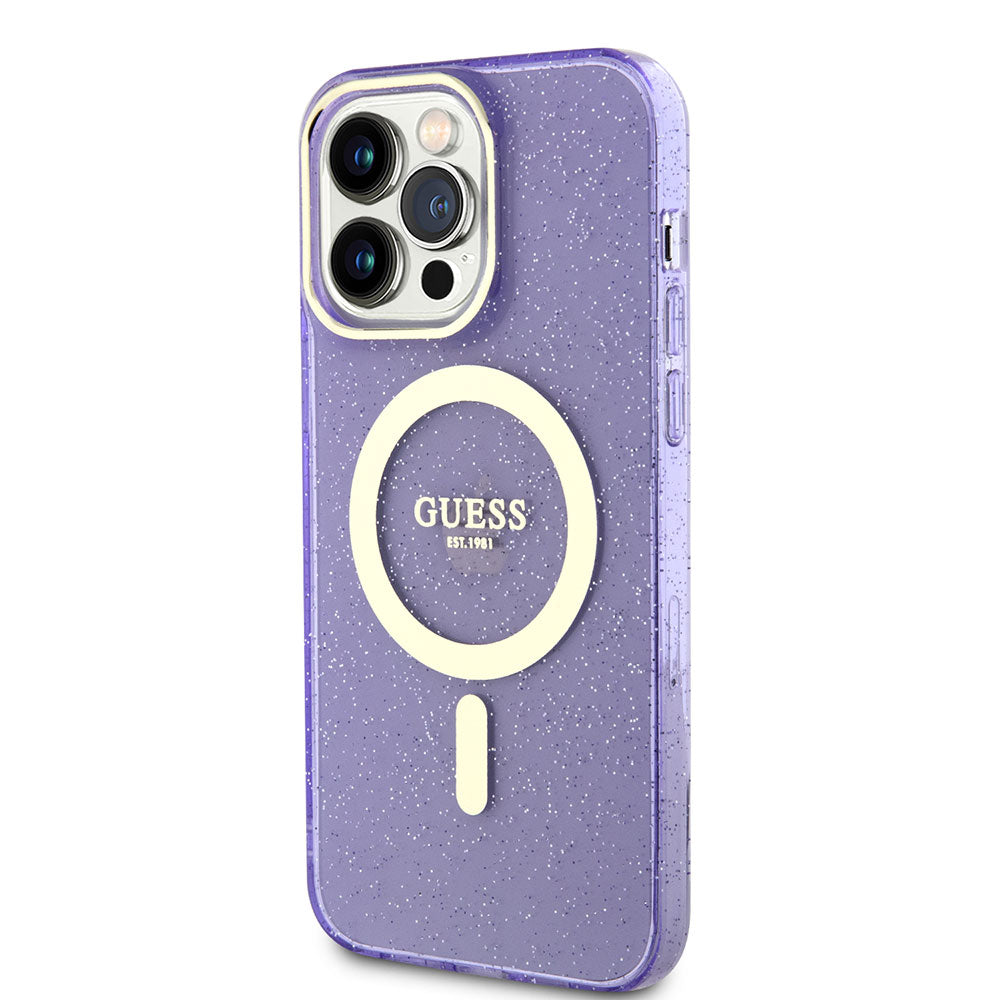 Apple iPhone 13 Pro Max Kılıf GUESS M-safe Şarj Özellikli Glitter Kapak