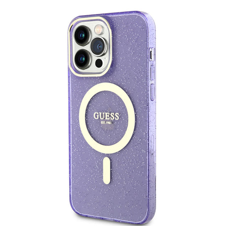 Apple iPhone 13 Pro Max Kılıf GUESS M-safe Şarj Özellikli Glitter Kapak