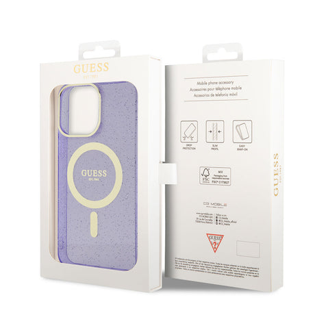 Apple iPhone 13 Pro Max Kılıf GUESS M-safe Şarj Özellikli Glitter Kapak