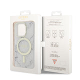 Apple iPhone 13 Pro Max Kılıf GUESS M-safe Şarj Özellikli Mermer Desenli Kapak