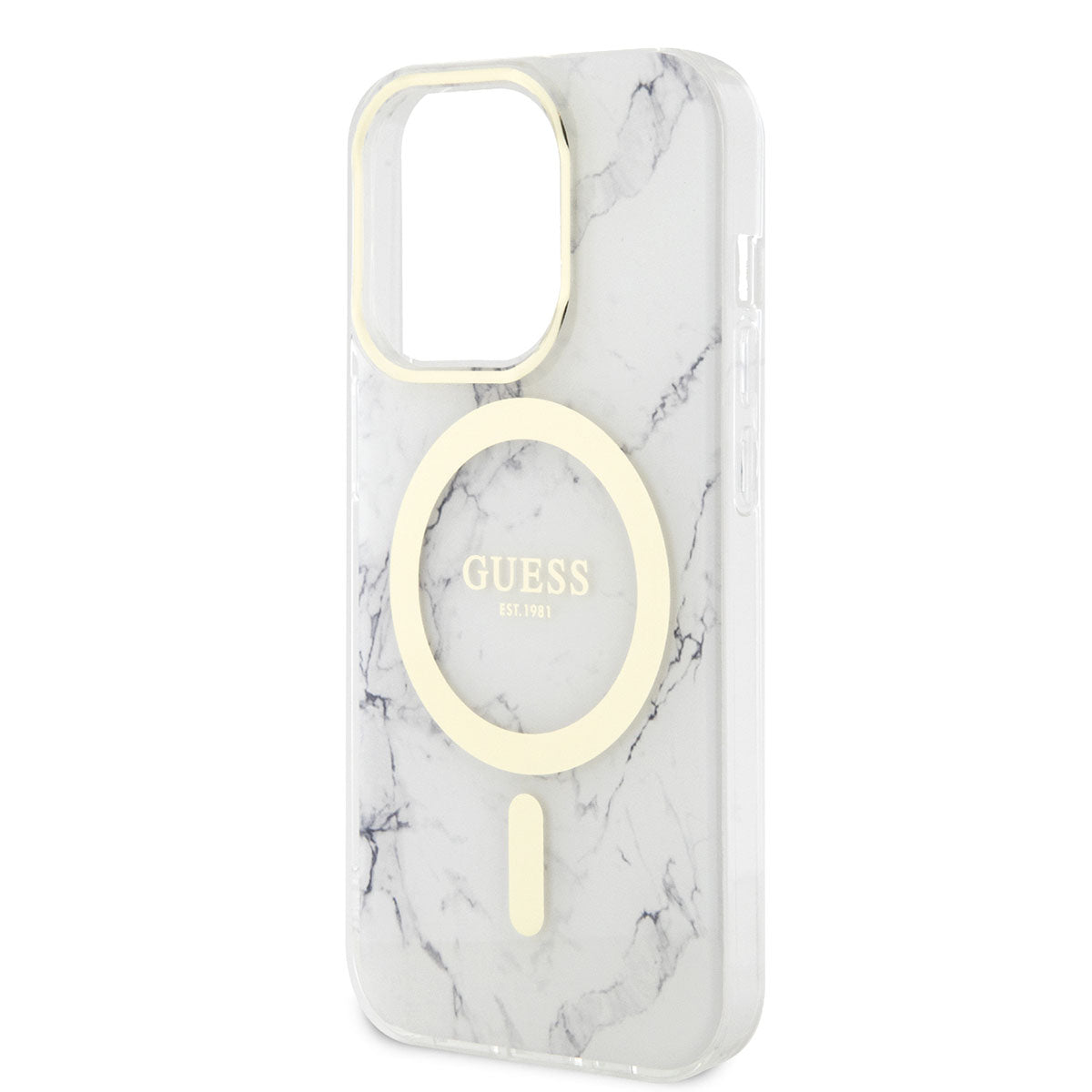 Apple iPhone 13 Pro Max Kılıf GUESS M-safe Şarj Özellikli Mermer Desenli Kapak