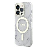 Apple iPhone 13 Pro Max Kılıf GUESS M-safe Şarj Özellikli Mermer Desenli Kapak