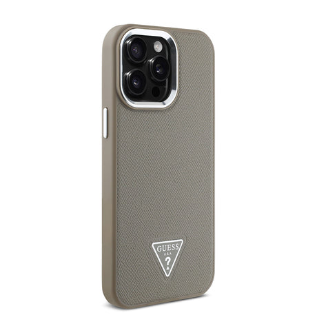 Apple iPhone 13 Pro Max Kılıf Guess Orjinal Lisanslı M-safe Şarj Özellikli Grained Triangle Kapak