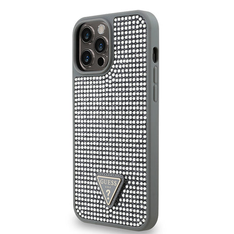 Apple iPhone 13 Pro Max Kılıf Guess Orjinal Lisanslı Taşlı Arka Yüzey Üçgen Logolu Kapak