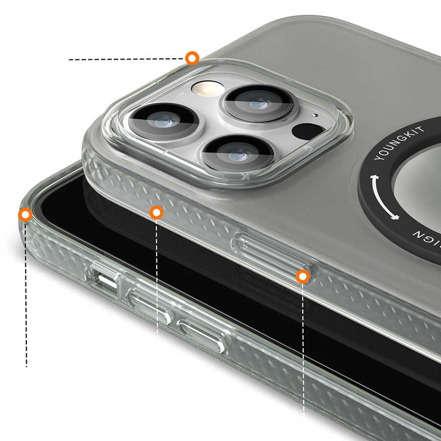 Apple iPhone 13 Pro Max Kılıf M-safe Şarj Özellikli Youngkit Rock Serisi Kapak