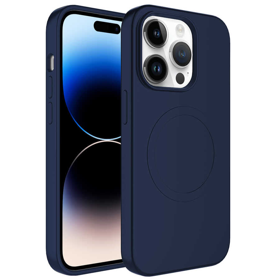 Apple iPhone 13 Pro Max Kılıf M-safe Wireless Şarj Özellikli Pastel Renk Silikon Zore Plas Kapak