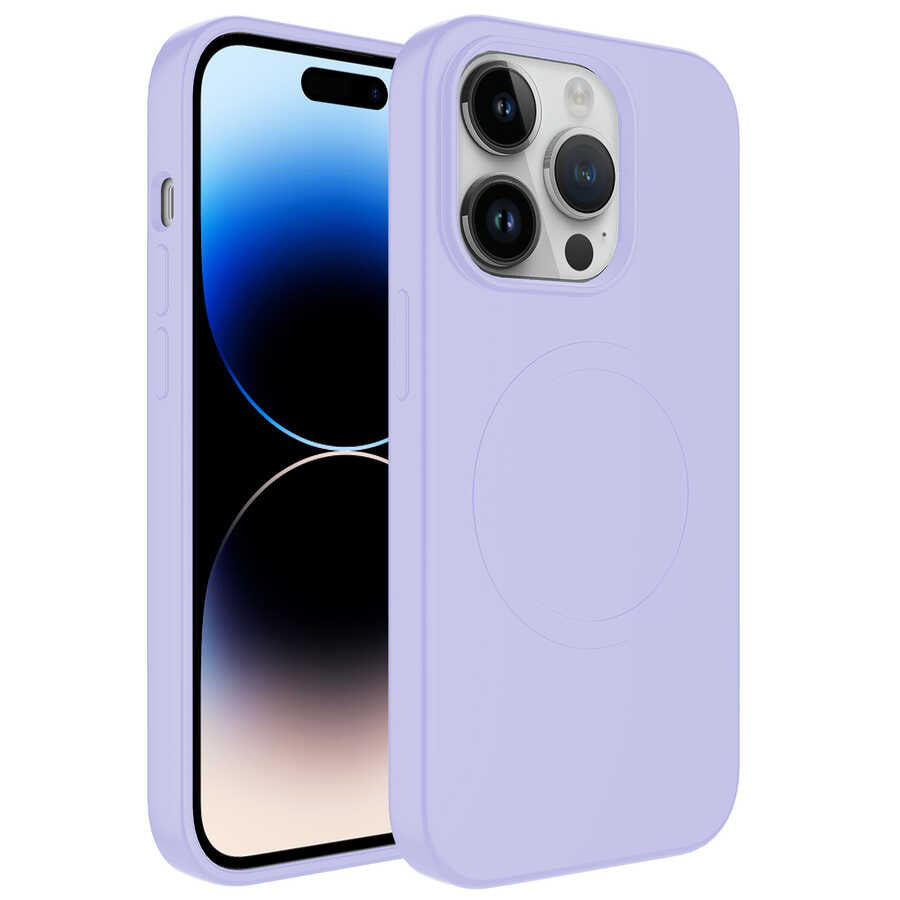 Apple iPhone 13 Pro Max Kılıf M-safe Wireless Şarj Özellikli Pastel Renk Silikon Zore Plas Kapak
