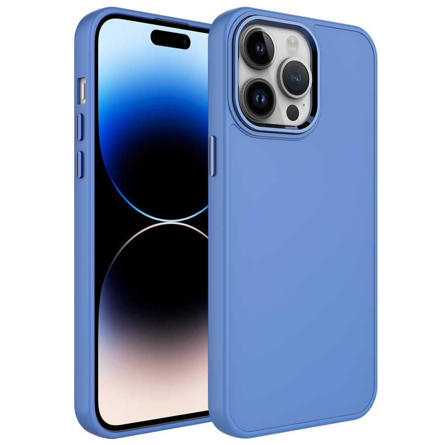 Apple iPhone 13 Pro Max Kılıf Metal Çerçeve ve Buton Tasarımlı Silikon Zore Luna Kapak