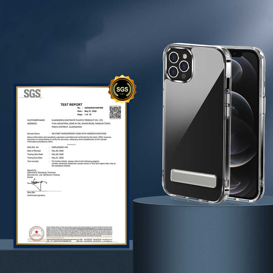 Apple iPhone 13 Pro Max Kılıf Standlı Şeffaf Silikon Zore L-Stand Kapak